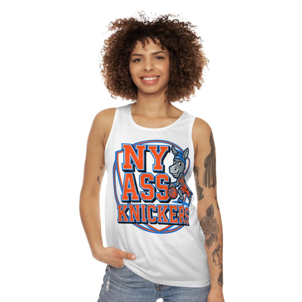 NY Ass Knickers Tank Top — Funny Basketball Mascot Jersey Tee