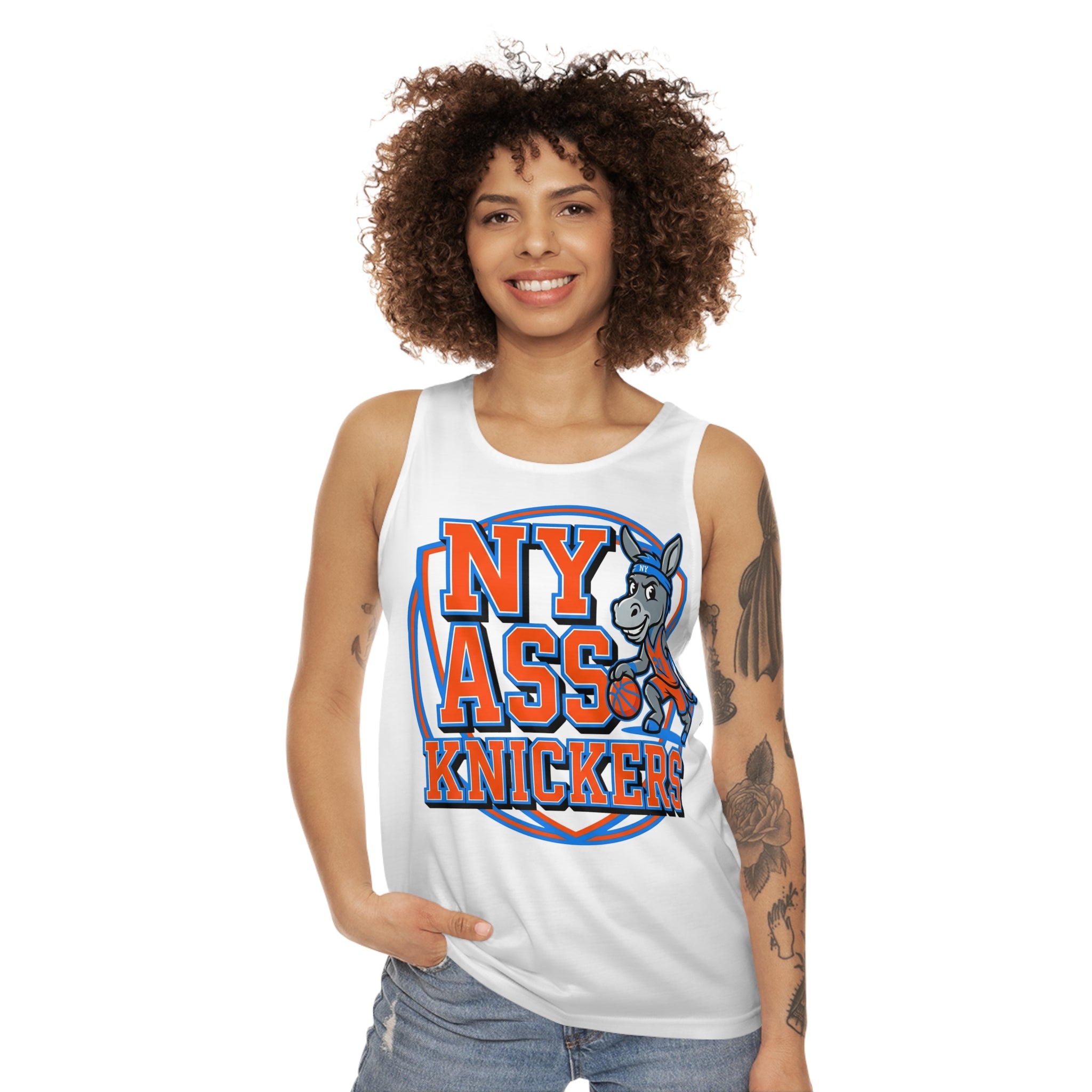 NY Ass Knickers Tank Top — Funny Basketball Mascot Jersey Tee
