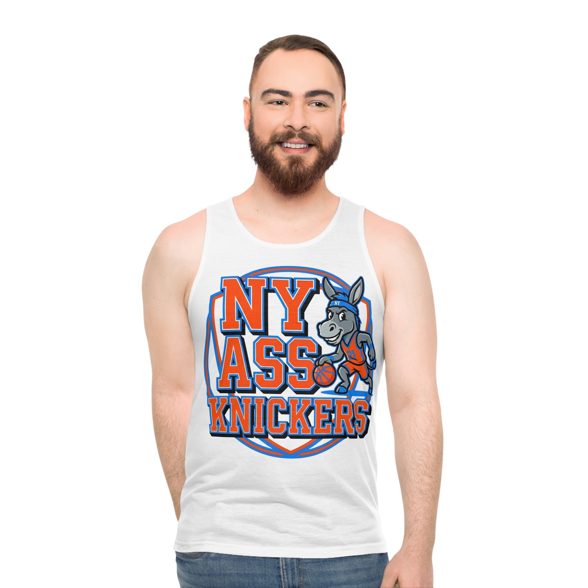 NY Ass Knickers Tank Top — Funny Basketball Mascot Jersey Tee